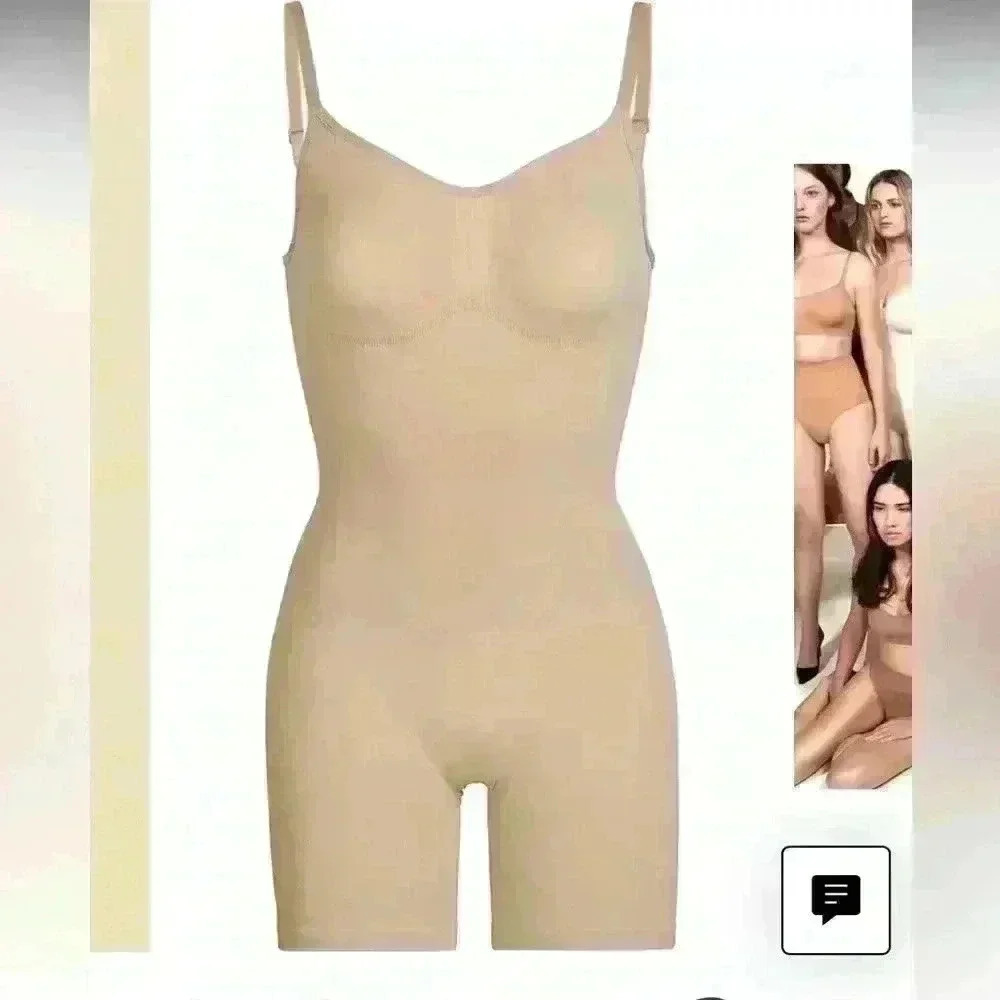 SKIMS- NWOB Sculpting Seamless Mid Thigh Bodysuit - Clay/ nude/ ochre - Picture 3 of 12